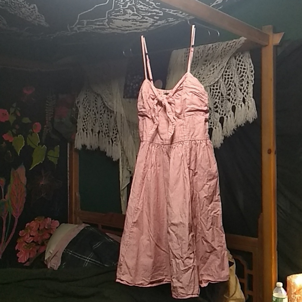 Vintage h&m red white swing spaghetti strap dress